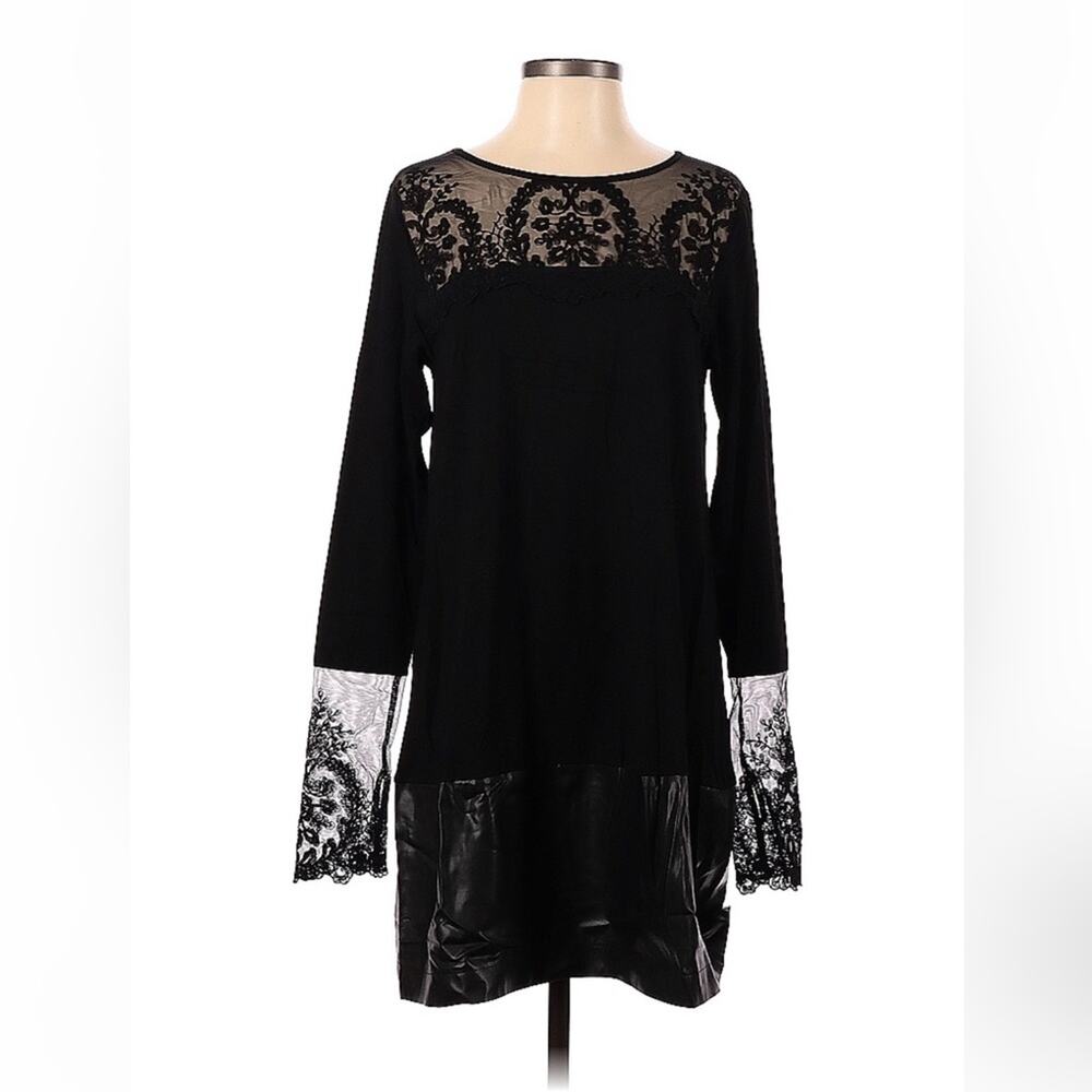 77 Black tunic with leather and lace dress, size‎ 3 NWT
